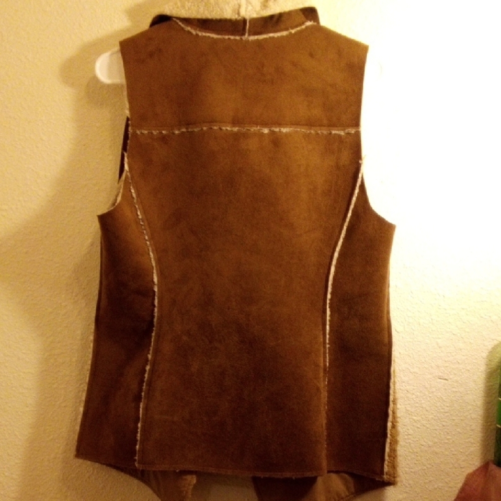 Chico's Tan and Cream Shearling Vest - Picture 3 of 5